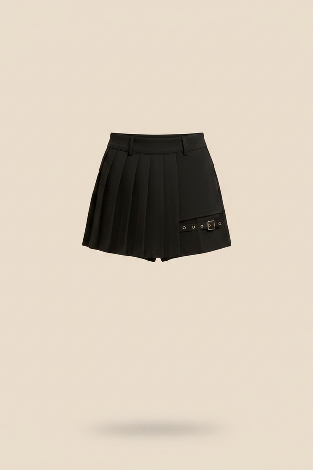 Pantalon Jupe Noir Plissé Asymétrique Gothique Femme - Polyester - vue 3