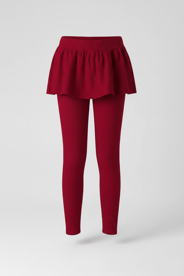 Pantalon Jupe Rouge Côtelé Fille Volants Confortable - Cordé - vue 3