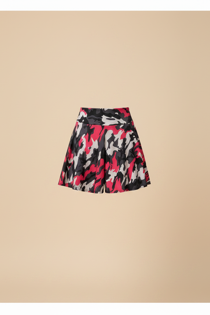 Pantalon Jupe Camouflage Évasé Mini Fluide Décontracté - Multicolore Polyester - vue 3