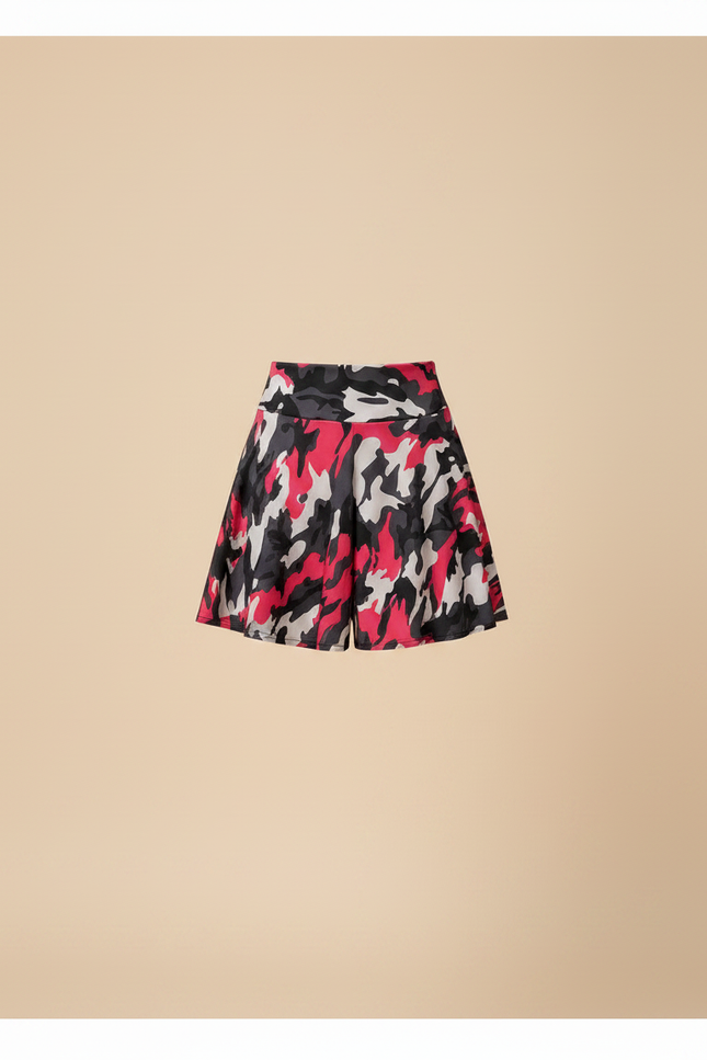 Pantalon Jupe Camouflage Évasé Mini Fluide Décontracté - Multicolore Polyester - vue 3