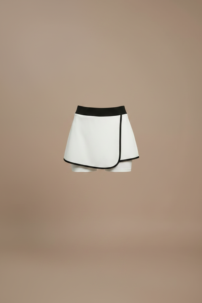 Pantalon Jupe Blanc Asymétrique Short Intégré Sportif - Polyester - vue 3