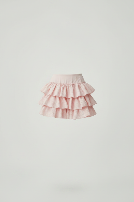 Pantalon Jupe Rose Volants Texturé Doux Estival - Polyester - vue 3