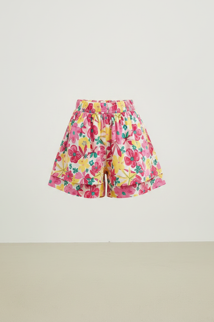 Pantalon Jupe Fleuri Coloré Ample Confortable Fille - Multicolore Coton - vue 3