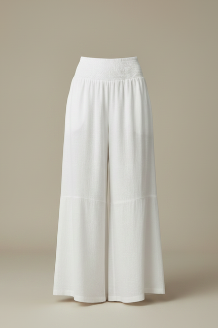Pantalon Jupe Blanc Superposé Ample Fluide Décontracté - Lin - vue 3