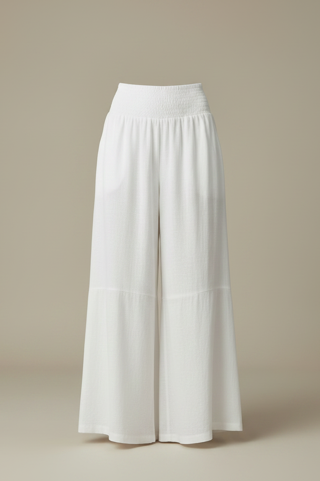 Pantalon Jupe Blanc Superposé Ample Fluide Décontracté - Lin - vue 3