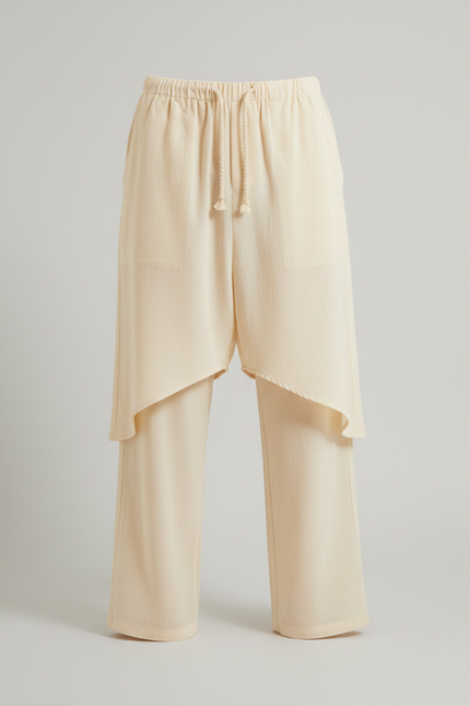 Jupe Par Dessus Pantalon - Beige Lin - vue 3