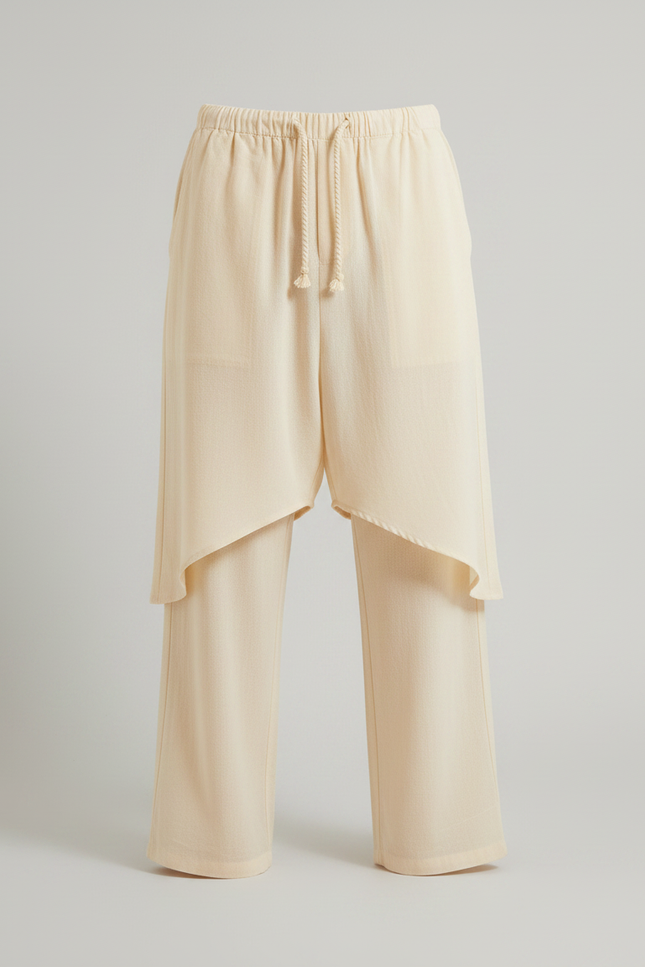 Jupe Par Dessus Pantalon - Beige Lin - vue 3
