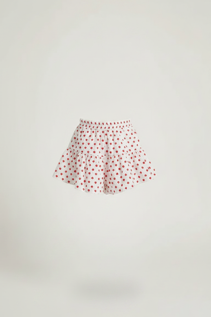 Pantalon Jupe Blanc Coton Volants Cœurs Fille - vue 3
