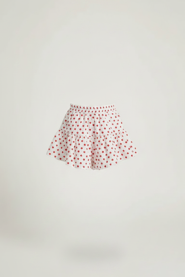 Pantalon Jupe Blanc Coton Volants Cœurs Fille - vue 3