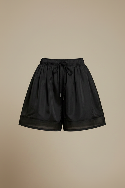 Pantalon Jupe Noir Ample Chiffon Cordon Fluide - Polyester - vue 3