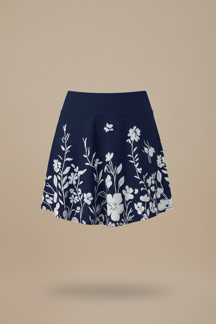 Pantalon Jupe Bleu Marine Floral Élégant Décontracté - Polyester - vue 3