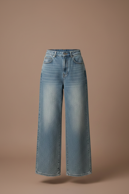 Pantalon Jupe Jean Bleu Dentelle Blanc Ample - vue 3