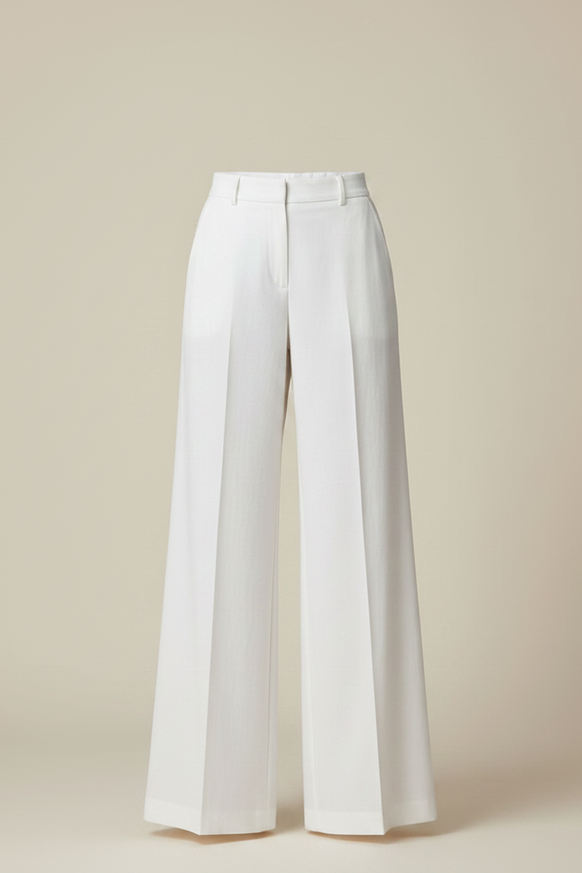 Pantalon Jupe Blanc Asymétrique Fluide Élégant Moderne - Polyester - vue 3