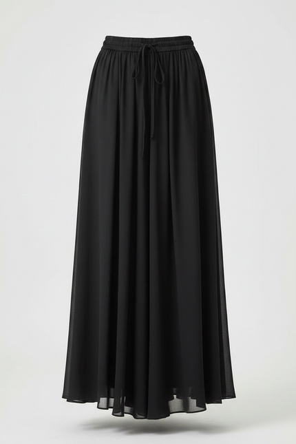 Pantalon Jupe Noir Fluide Maxi Élégant Femme - Polyester - vue 3