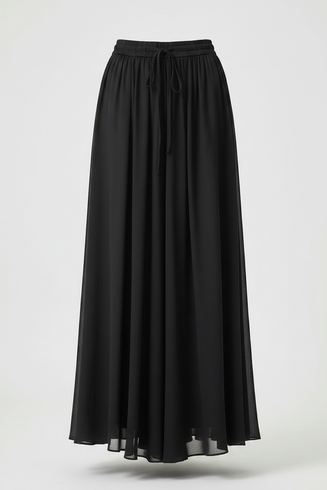 Pantalon Jupe Noir Fluide Maxi Élégant Femme - Polyester - vue 3