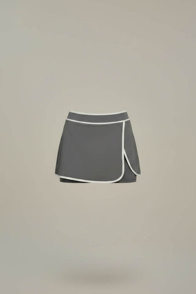 Pantalon Jupe Gris Sportif Léger Short Intégré - Polyester - vue 3