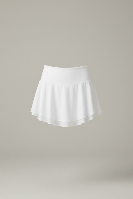 Pantalon Jupe Blanc Sportif Intégré Volants Fluide - Polyester - vue 3