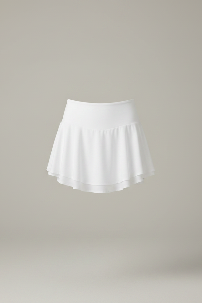 Pantalon Jupe Blanc Sportif Intégré Volants Fluide - Polyester - vue 3