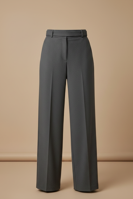 Pantalon Jupe Gris Élégant Plissé Large Ceinturé - Gabardine - vue 3