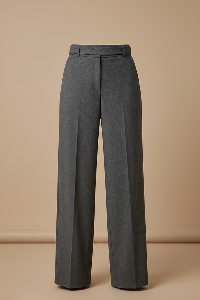 Pantalon Jupe Gris Élégant Plissé Large Ceinturé - Gabardine - vue 3