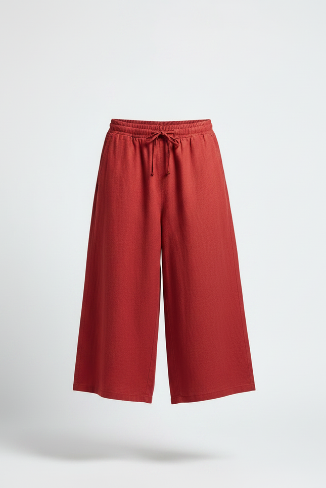 Pantalon Jupe Rouge Ample Lin Décontracté Homme - vue 3
