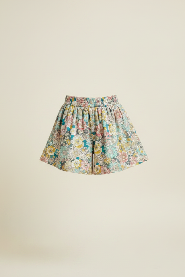 Pantalon Jupe Fleuri Ample Confortable Fille - Multicolore Coton - vue 3