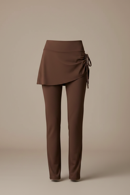 Pantalon Jupe Marron Sport Moulant Cordon Élégant - Polyester - vue 3