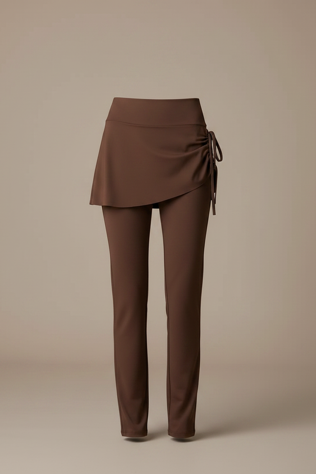 Pantalon Jupe Marron Sport Moulant Cordon Élégant - Polyester - vue 3