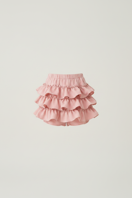 Pantalon Jupe Rose Volants Mignon Fille Doublé Court - Polyester - vue 3