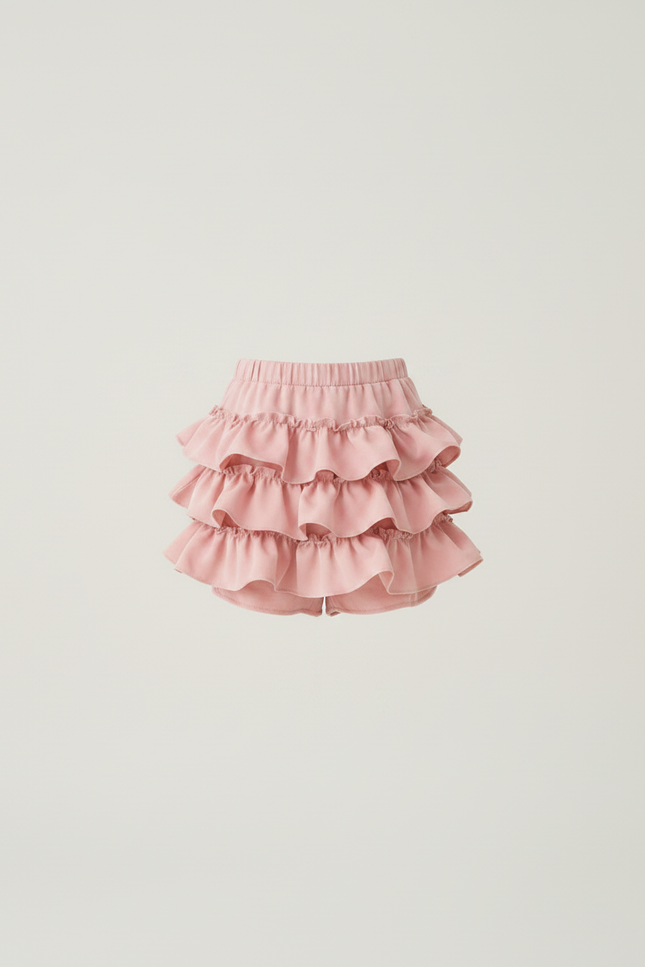 Pantalon Jupe Rose Volants Mignon Fille Doublé Court - Polyester - vue 3