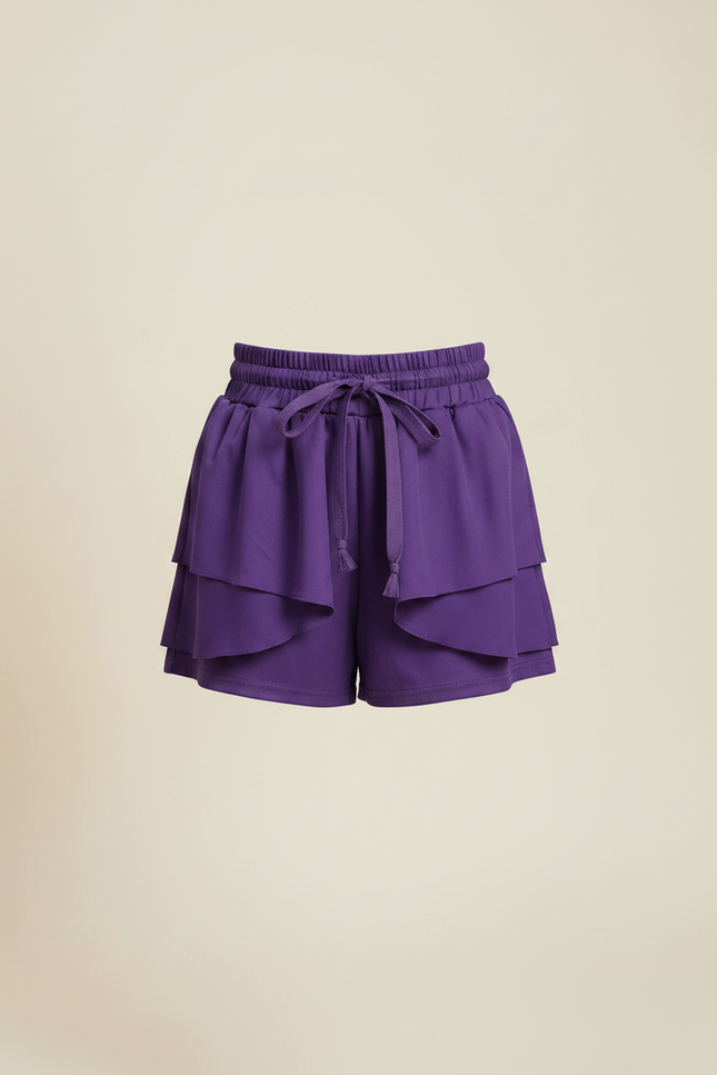 Pantalon Jupe Violet Volants Fluide Enfant - Viscose - vue 3