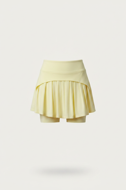 Pantalon Jupe Jaune Plissé Fluide Sportif Élégant - Polyester - vue 3