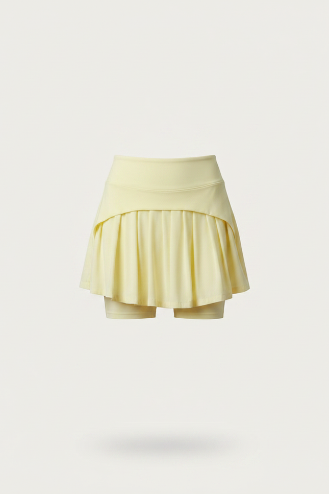 Pantalon Jupe Jaune Plissé Fluide Sportif Élégant - Polyester - vue 3