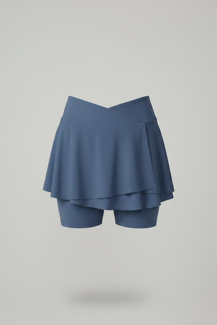 Pantalon Jupe Bleu Fluide Sportif Intégré Élégant - Polyester - vue 3