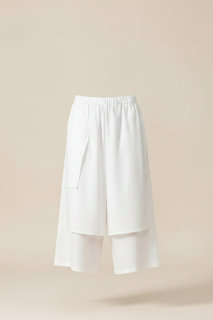 Pantalon Jupe Blanc Superposé Fluide Homme Moderne - Lin - vue 3