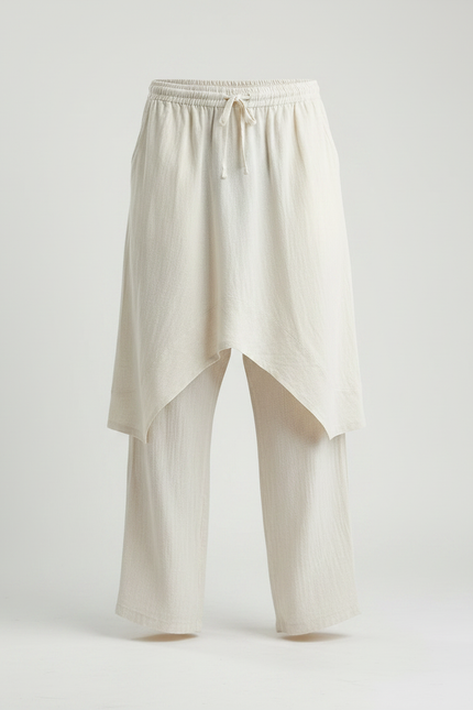 Pantalon Avec Jupe Longue Intégrée - Beige Lin - vue 3