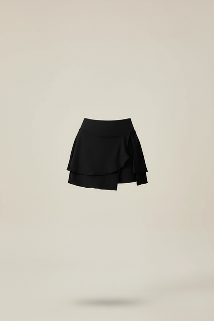 Pantalon Jupe Noir Volants Intégrés Court Sportif - Polyester - vue 3