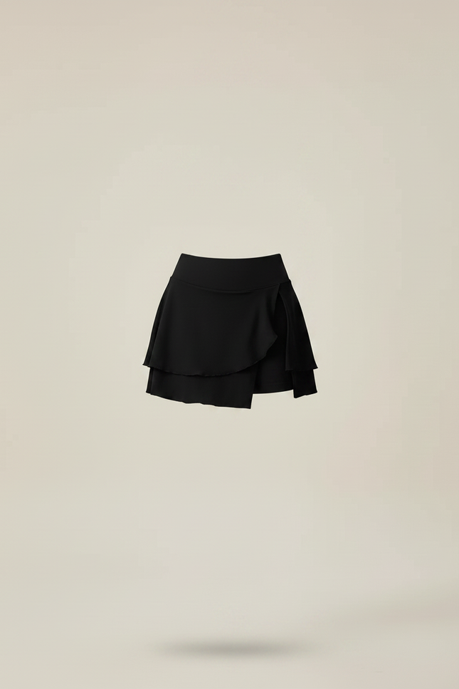 Pantalon Jupe Noir Volants Intégrés Court Sportif - Polyester - vue 3