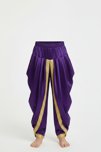 Pantalon Jupe Violet Satiné Ample Doré Enfant - vue 3