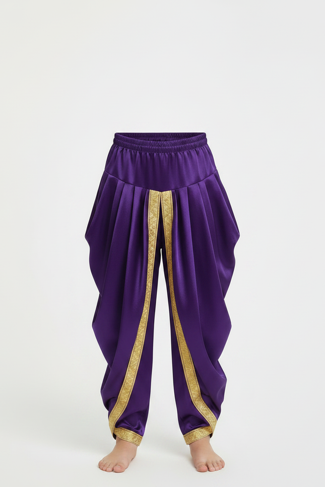 Pantalon Jupe Violet Satiné Ample Doré Enfant - vue 3