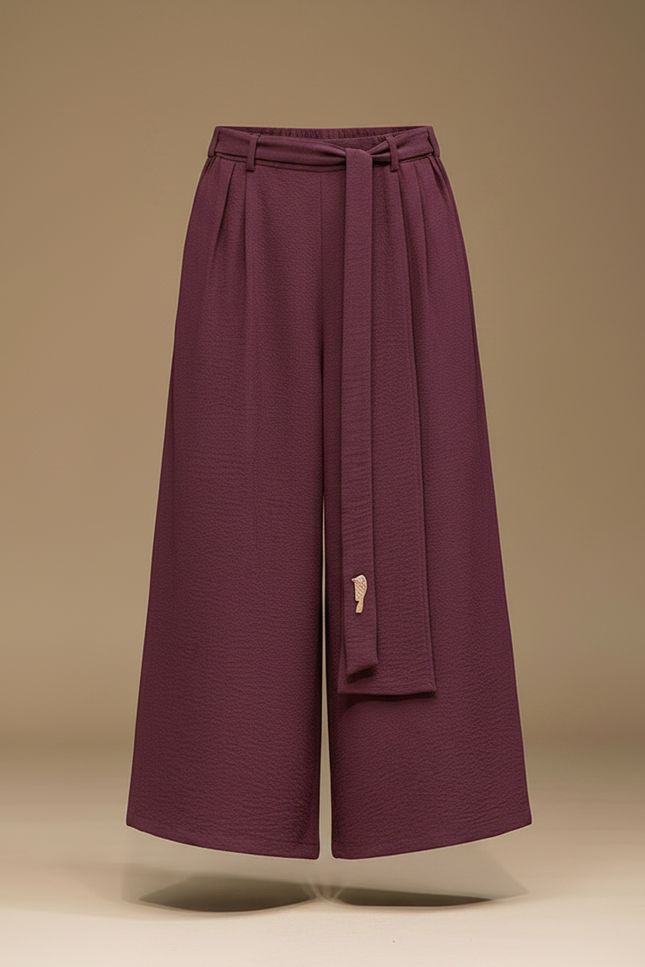 Pantalon Jupe Ample Bordeaux Plissé Homme Coton - vue 3