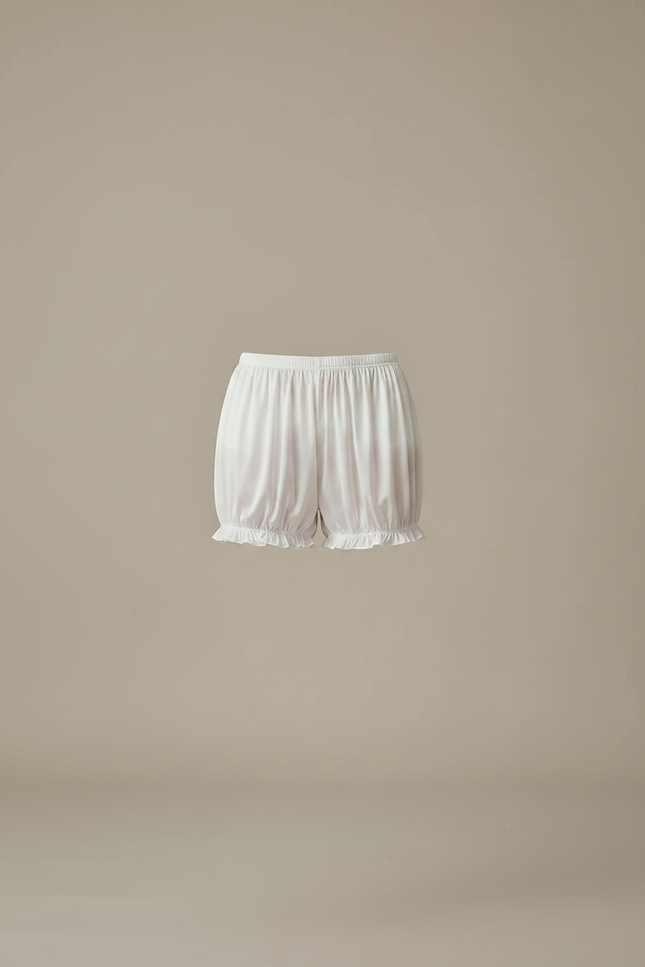 Pantalon Jupe Blanc Satiné Ample Volants Court - Viscose - vue 3