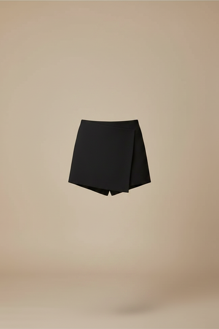 Pantalon Jupe Noir Asymétrique Taille Haute Élégant - Polyester - vue 3