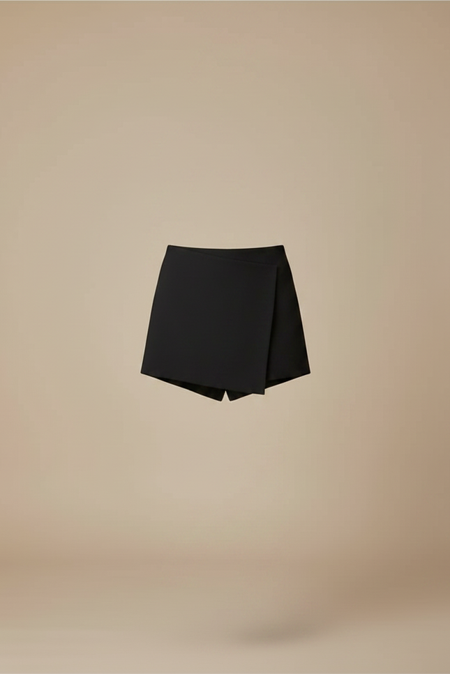 Pantalon Jupe Noir Asymétrique Taille Haute Élégant - Polyester - vue 3
