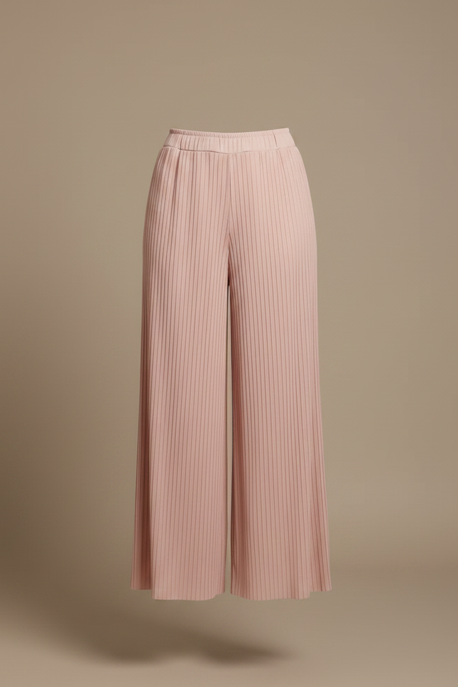 Pantalon Jupe Plissé Rose Poudre Fluide Élégant - Polyester - vue 3