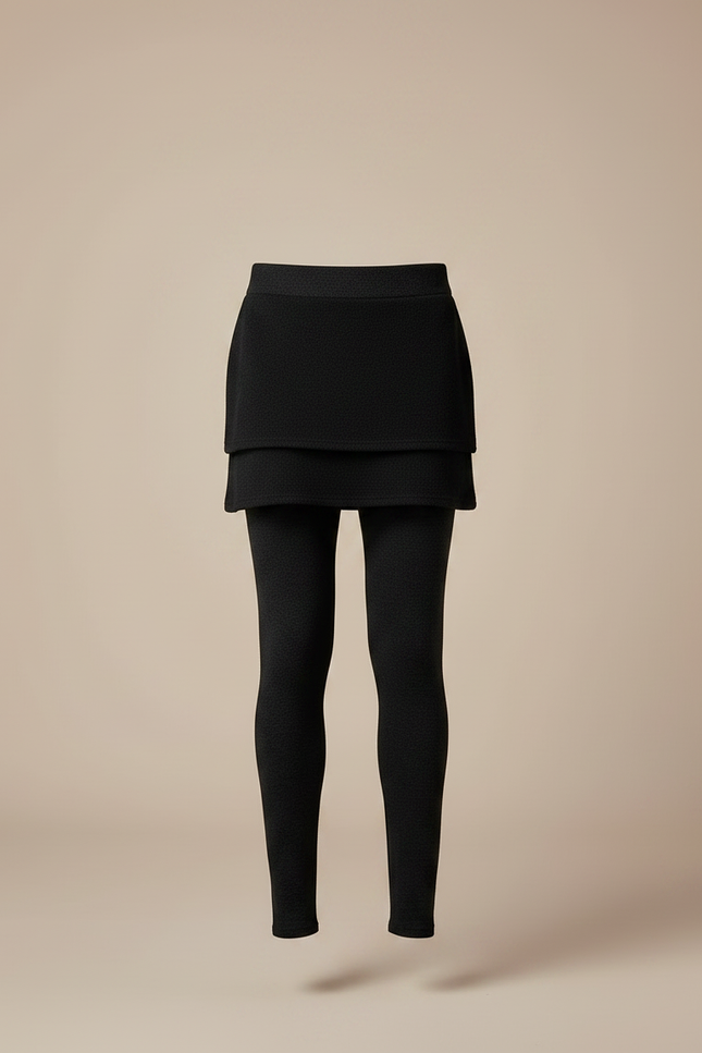 Pantalon Jupe Noir Superposé Moulant Uni Moderne - Maille - vue 3