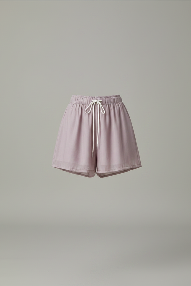 Pantalon Jupe Mauve Fluide Cordon Chiffon Ample - Violet Polyester - vue 3