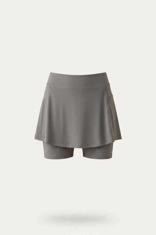 Pantalon Jupe Gris Sportif Fluide Intégré Femme - Polyester - vue 3
