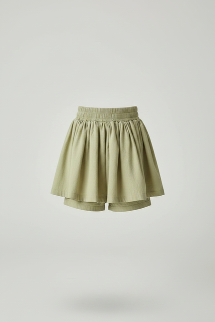 Pantalon Jupe Vert Plissé Ample Enfant Coton - Kaki - vue 3
