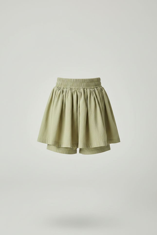 Pantalon Jupe Vert Plissé Ample Enfant Coton - Kaki - vue 3
